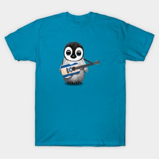 Baby Penguin Playing Israeli Flag Guitar T-Shirt